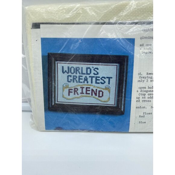 World's Greatest Friend Cross Stitch Pattern In Package w/ Floss New Unopened - Picture 4 of 5